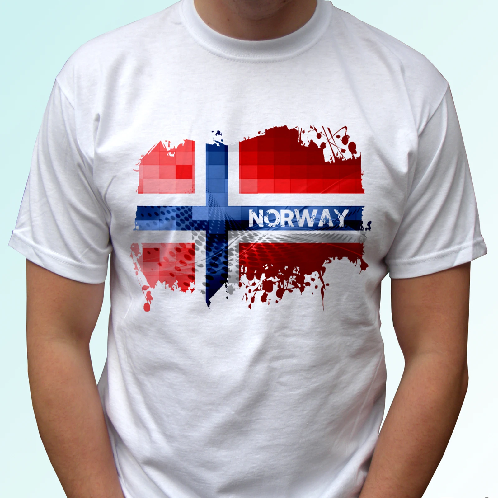 Norway Flag T Shirt - White Top Tee Design Mens Breathable Top, Loose Casual Mens T-shirt S-3XL