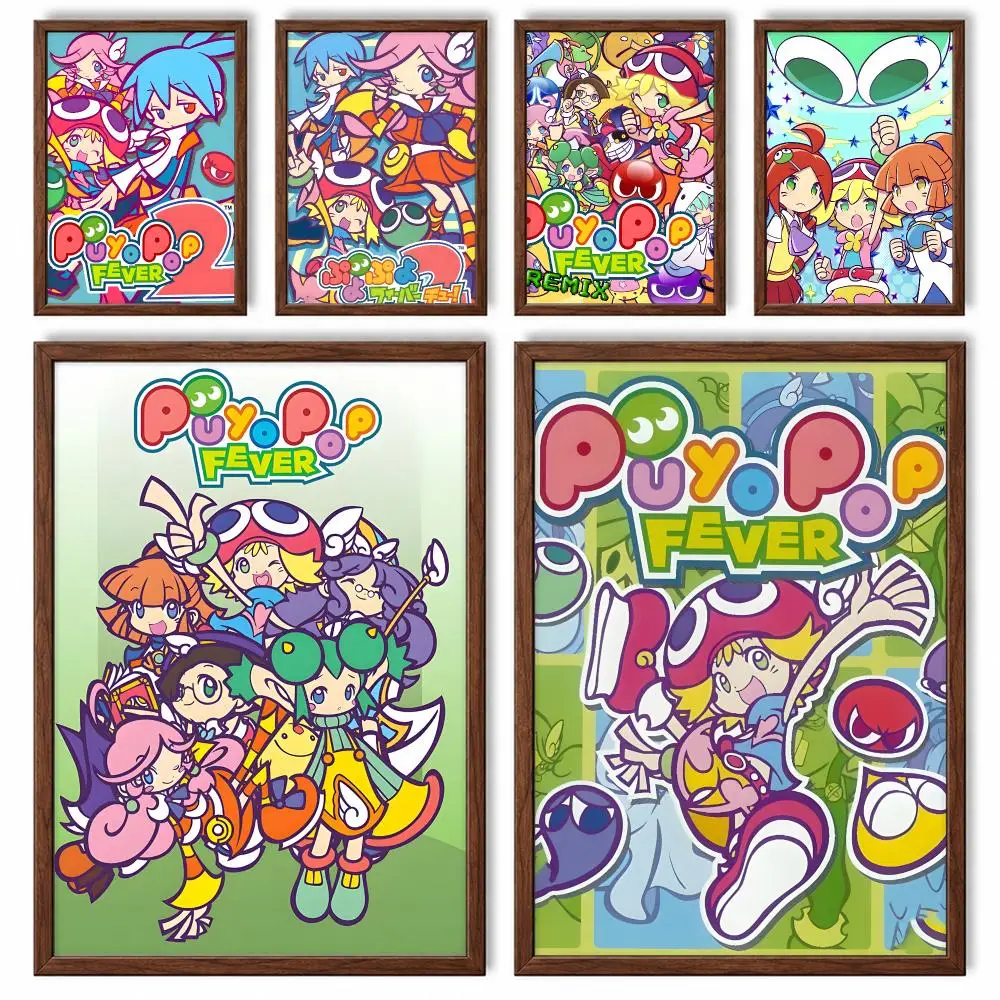 Puzzle Game Puyo Pop Fever Poster Self-adhesive Waterproof Paper Sticker Art Coffee House Bar Room Wall Decor