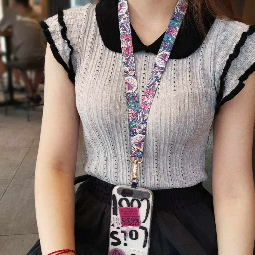 Universal Retro Pattern Mobile Phone Strap Anti-lost Adjustable Crossbody Long Straps Nylon Neck Hanging Phone Lanyard