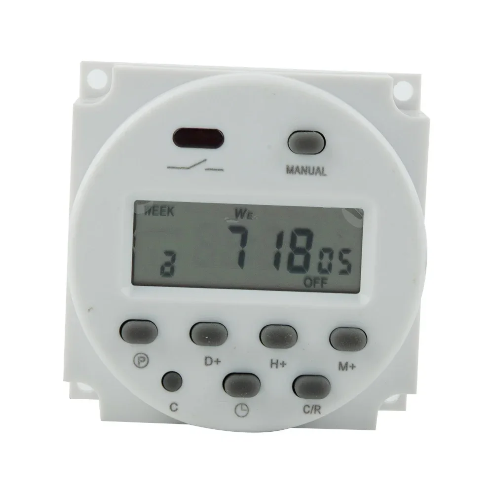 Timer 12V DC/AC 16A Digital LCD Display Programmable Timer Switch with 16 On/Off Settings and Waterproof Cover