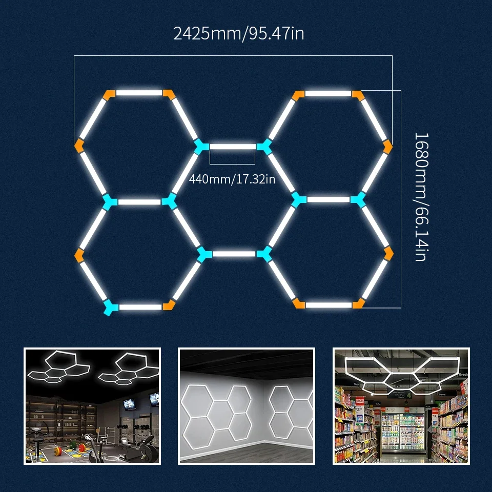 LED Hexagon Lights Garage Lamps Lighting Tube AC85-265V Ceiling Lights LED Lighting Plastic Safety For Garage Factory Market GYM