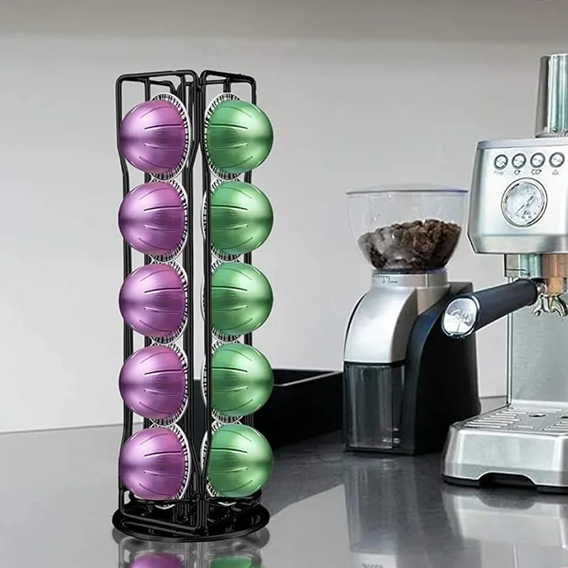 Soporte para cápsulas de café Nespresso Vertuo Pods 360 °   Almacenamiento giratorio de cápsulas de café para 20 organizadores de café