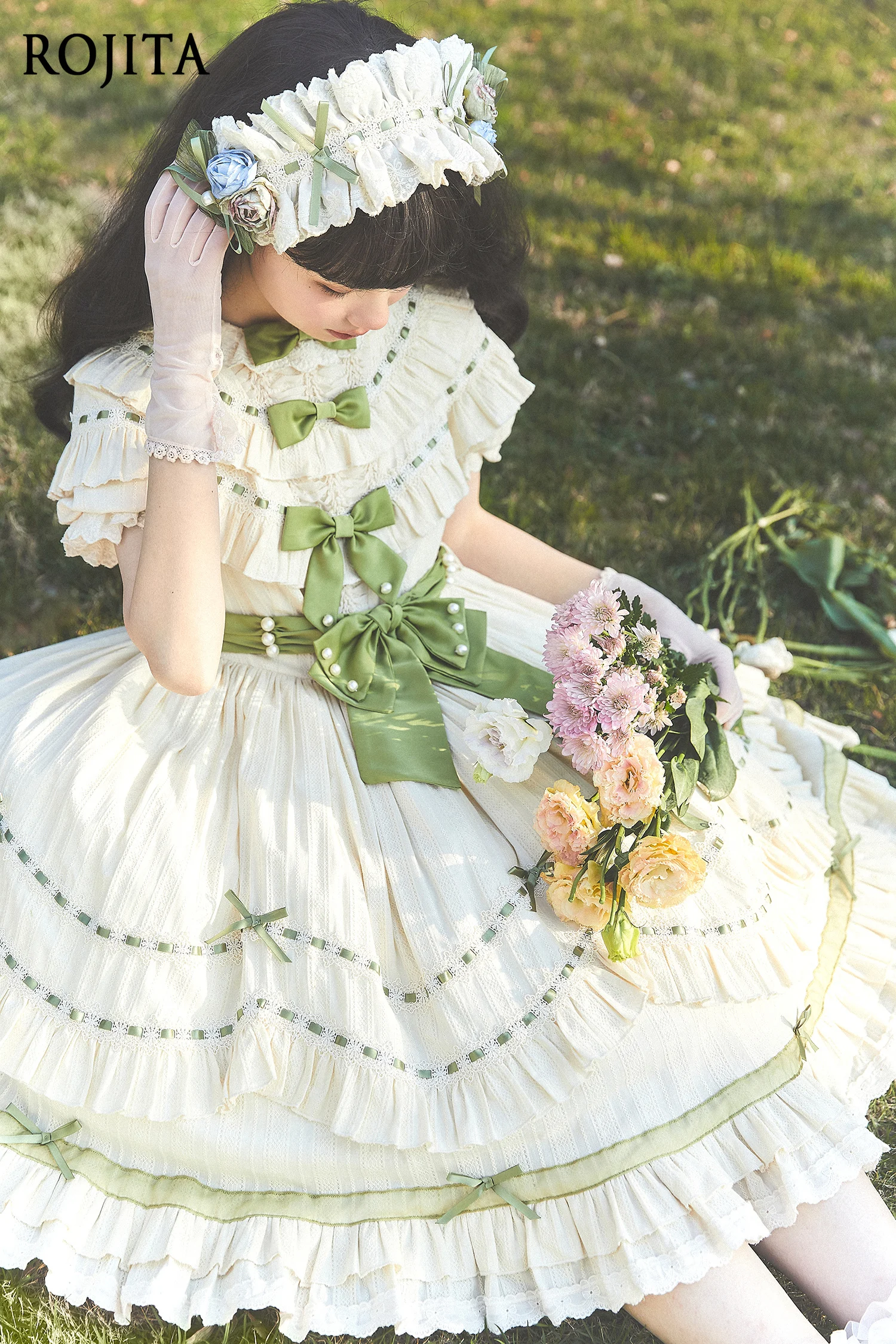 

Lolita Original Lily of the Valley Flat Hat Clip Hairband In Stock Japanese Pastoral Style Hairband 3D Flower Hair Clip