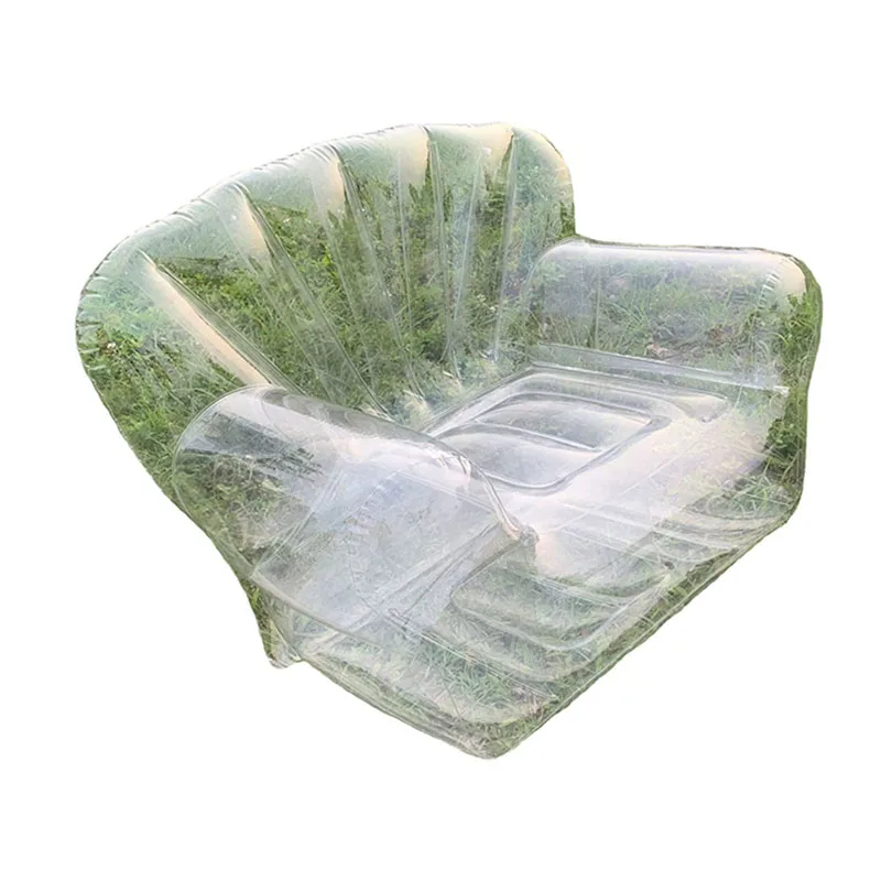 Sun Loungers PVC Transparent Inflatable Sofa Home Lounge Chair Outdoor Terrace Furniture Beach Camping Fan Shaped Lazy Armchair