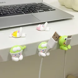 2pcs Cute Desktop Data Cable Clip, Phone Cables, Silicone Tie Fixer, Wire Management Organizer, Wire Winder