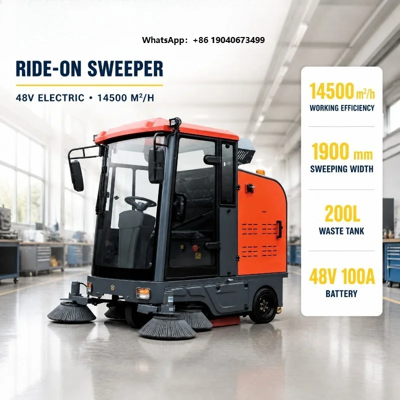 Professional Ride-On Fully Enclosed Multi-Function Street Sweeper Outdoor Floor Cleaner with High-pressure Spray FWX