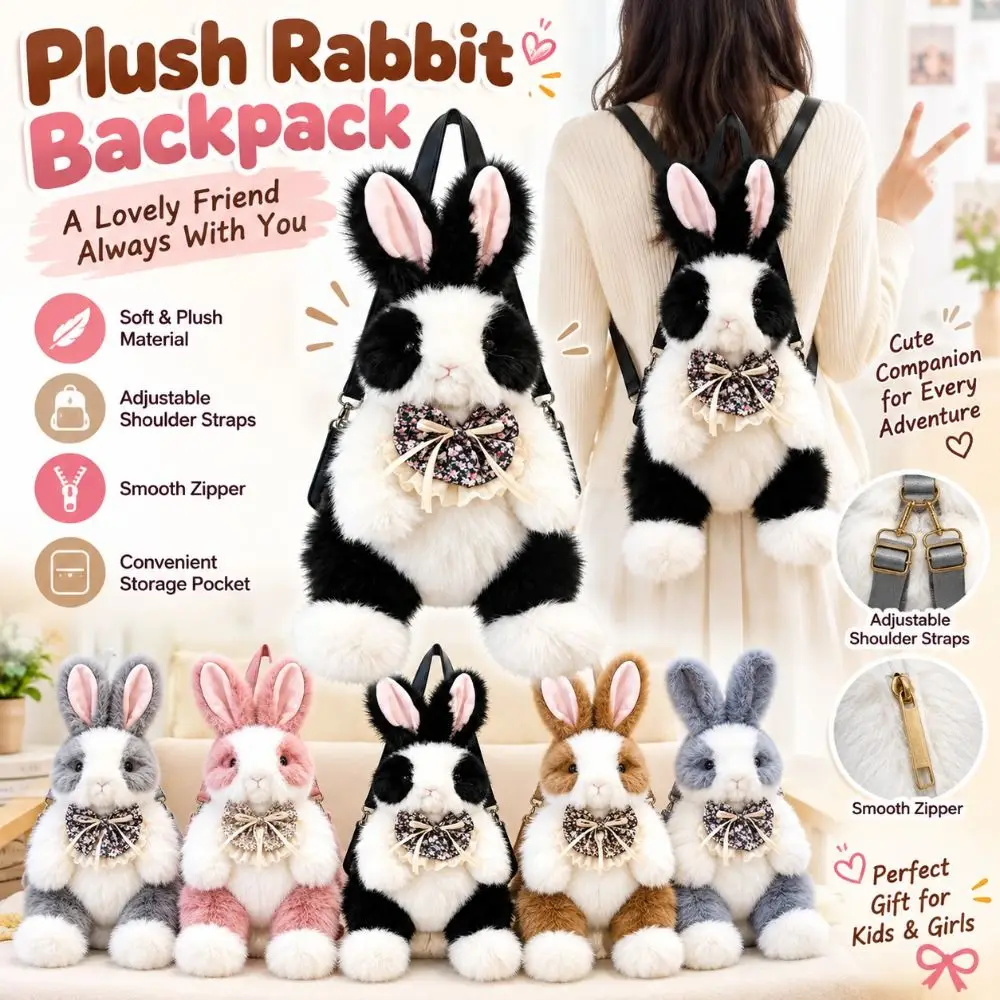 Gifts Plush Plush Rabbit Backpack Cute Soft Stuffed Rabbit Toy Shoulder Straps Wearable Bunny Plush Doll Kids