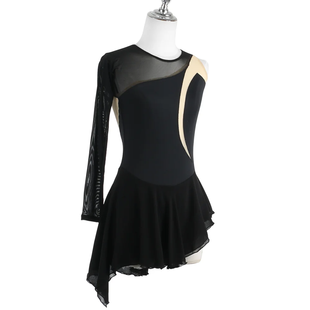 ZAGITOVA Eiskunstlaufkleid Damen Mädchen Eislaufrock Schwarzer Netzrock Kostüm ohne Diamanten