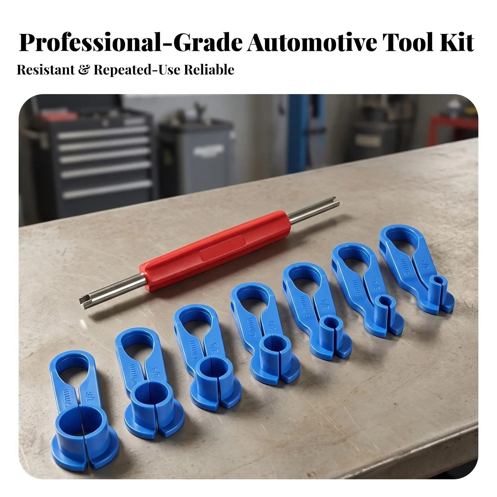 Red Handle Double Ended Connector Removal Wrench Set for Petrol Line Repair in Tight Spaces