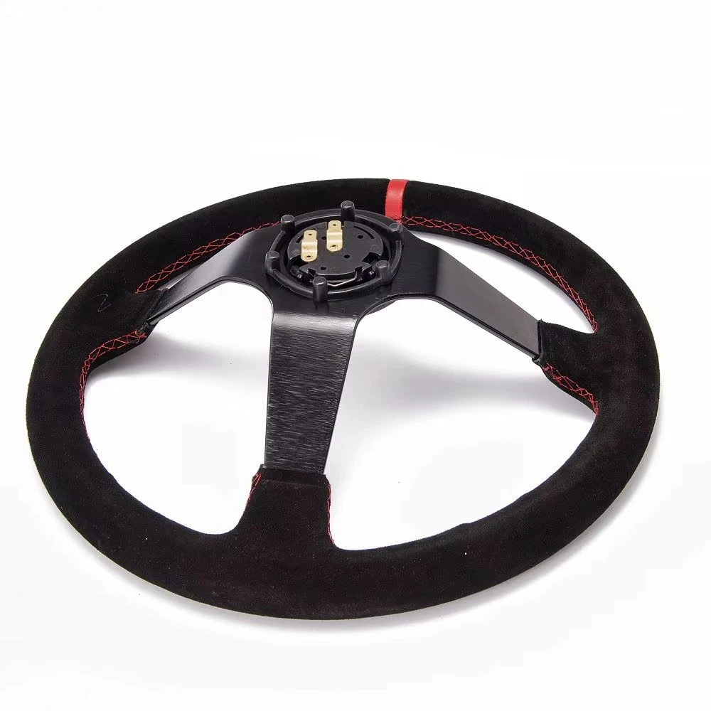 ADDCO - EPMAN Auto 350mm Deep Dish Drift Racing Steering Wheel Suede Leather With Horn Button AD-FXP1701