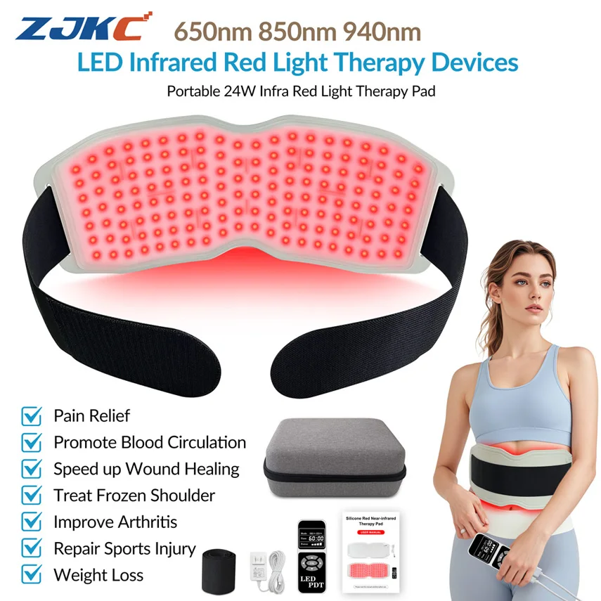 

ZJKC 24W Led Light Therapy Treatment Infrared Heating Belt Pad for Arthritis Sports Injury Pain Relief 660nm 850nm 940nm