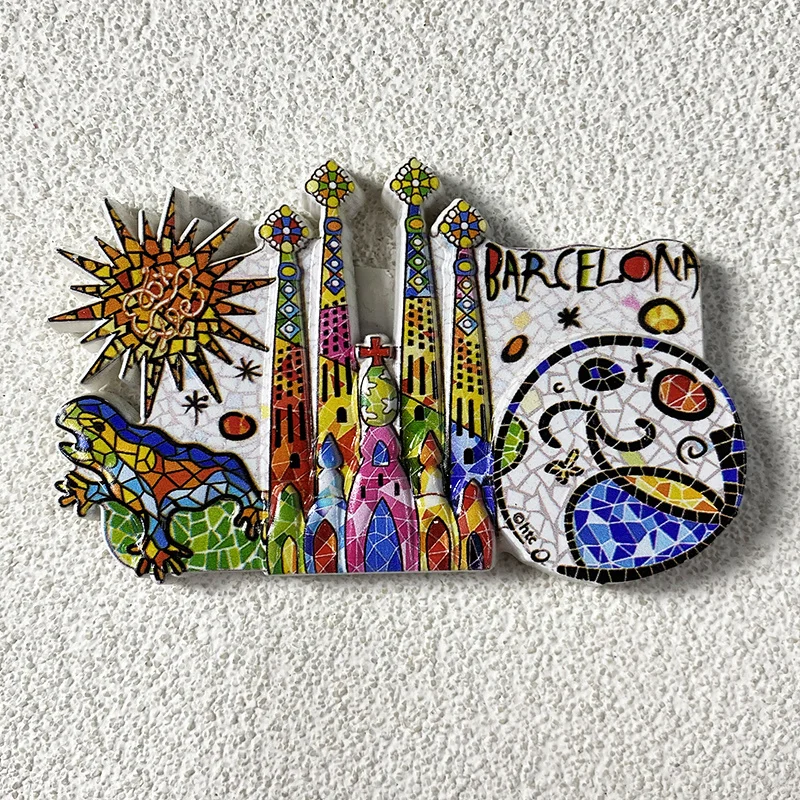 

Mosaic of landmark building landscape church in Barcelona, Spain 3D Refrigerator Magnets Travel Souvenirs