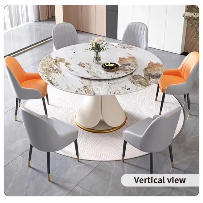 Modern minimalist design restaurant dining table 4-6-8 -10 seats round marble foldable kitchen furniture hotel