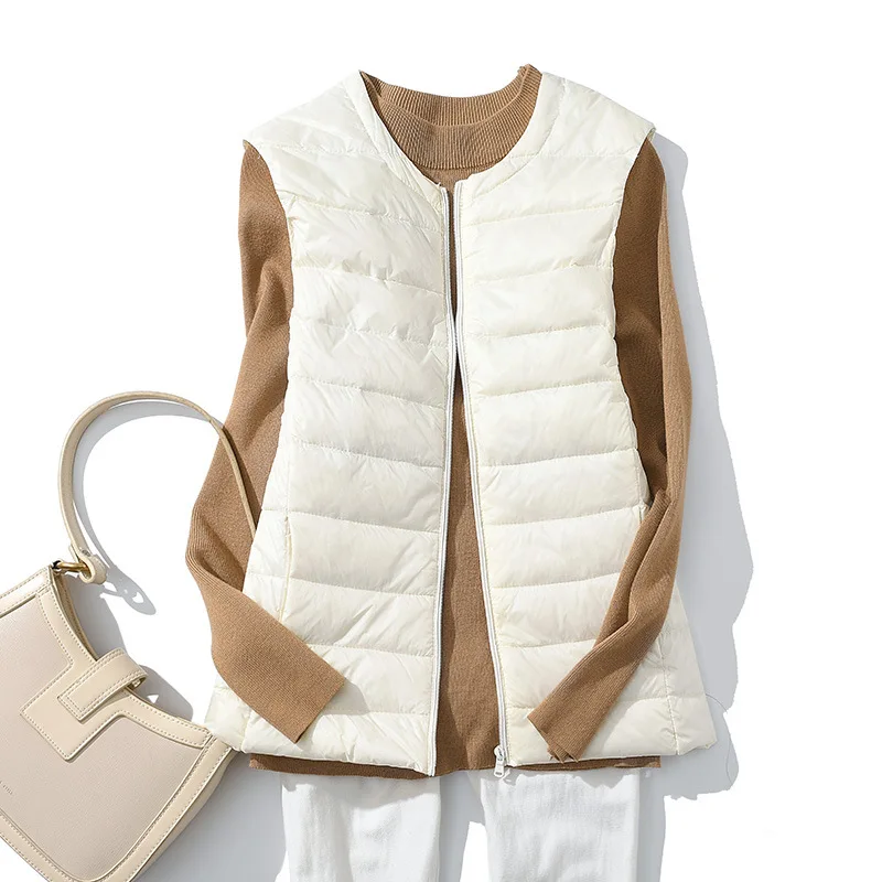 Oversize Down Waistcoat Jacket Autumn Winter Women Ultra Light White Duck Down Vest Lady Short Sleeveless Tank Outwears 7XL 8XL