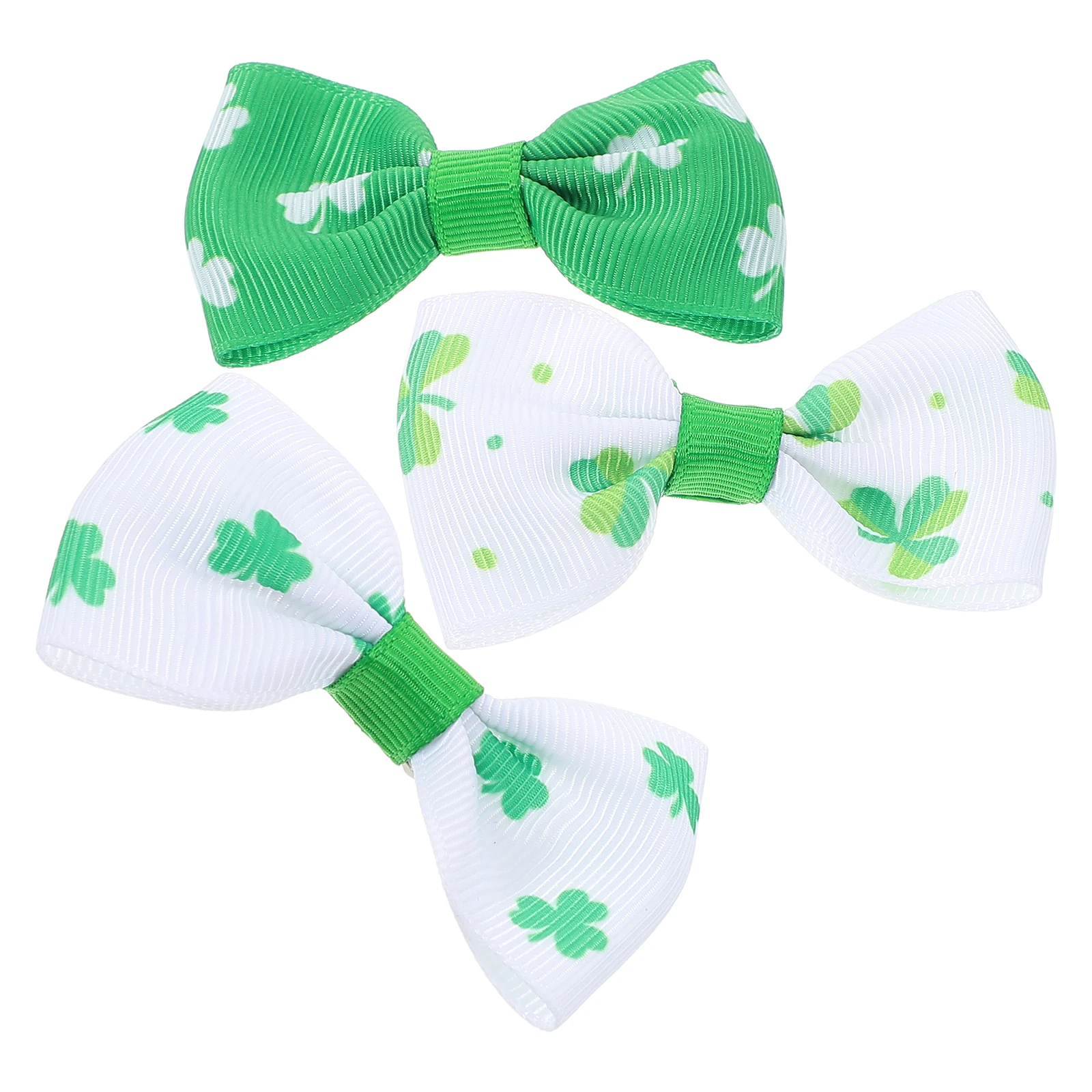 

3pcs Irish Day Hairpins Shamrock Bow Clips for Girls Children Women Cute Accessories Patrick Hair Bows Fabric Stainless Steel
