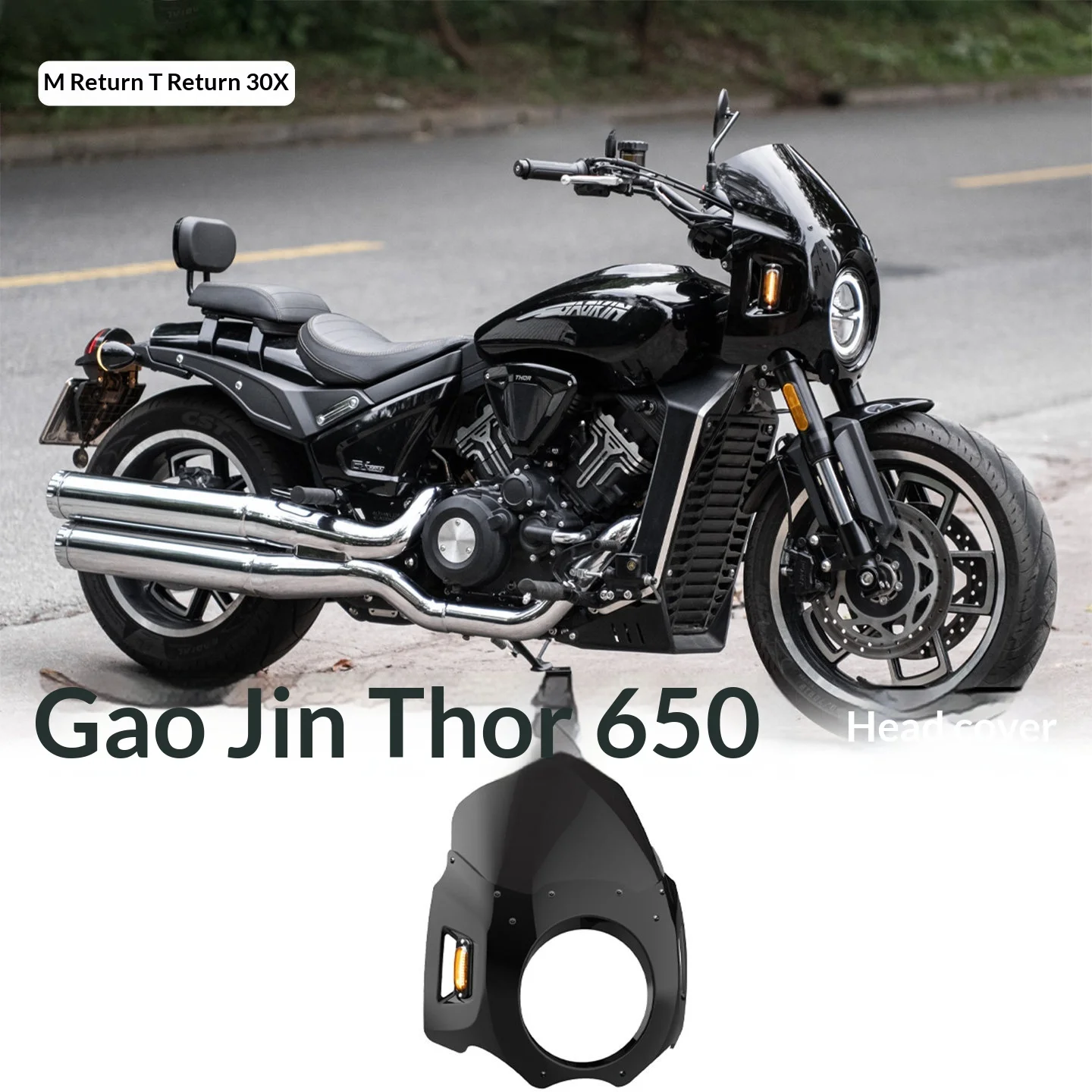 【Premium】For GAOKIN Thor650 Modified with Large “Pig Head” Style Headlight Covers in Indian Style – Specifically Designed for In
