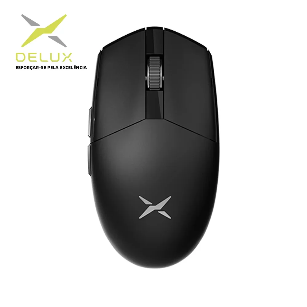 Mouse Gamer Sem Fio Delux M200, 24000DPI, PAW3311, Conexão 2.4GHz + Bluetooth + Com Fio, Bateria Recarregável de 500mAh, Ultraleve 56.4g