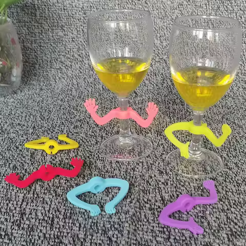 6pcs Palm Cup Marker Left and Right Hand Creative Silicone Funny Hand Dance Wine Glass Recognizer