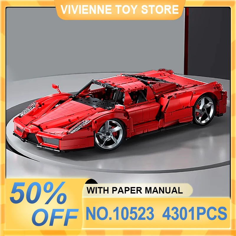 

KBOX 10523 Red Sports Car Model Building Blocks Fast Speed Racing Tech Vehicle Bricks Puzzle Assembly Toy Christmas Gift For Kid