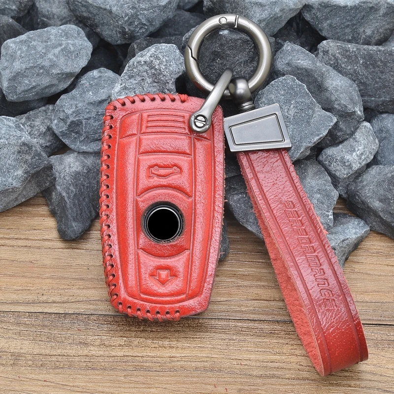 Leather Car Remote Key Case Cover Shell For BMW X1 X5 X6 Z4 E90 E60 E70 E87 3 5 6 Series M3 M5 Holder Shell Fob Accessories