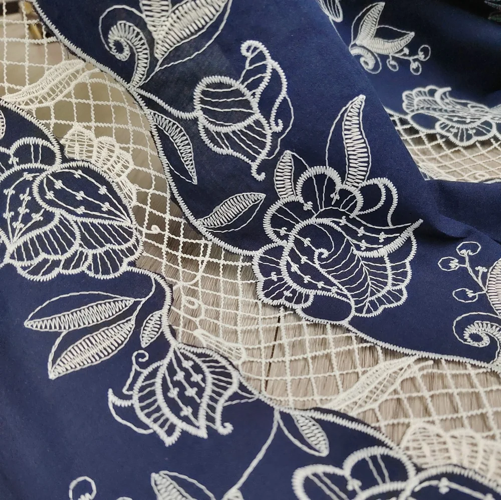 New 100% Cotton Base Fabric Water-Soluble Milk Silk Embroidered Rose Hollow Lace Fabric for DIY Clothing and Sewing
