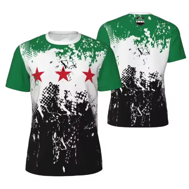 The Syrian Arab Republicflag Map 3D Printing T Shirt Syria Coat Of Arms Graphic Short Sleeve T Shirts Free Syria T-shirts Tops