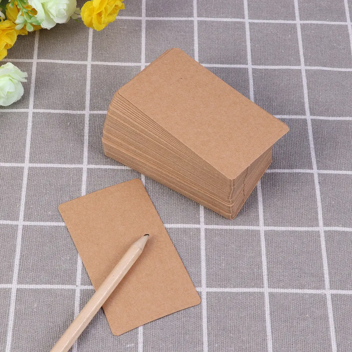 

100Pcs Blank Kraft Paper Message Cards Double Sided DIY Greeting Card Gift Tag Wedding Favour Place Name Card Memo Pad