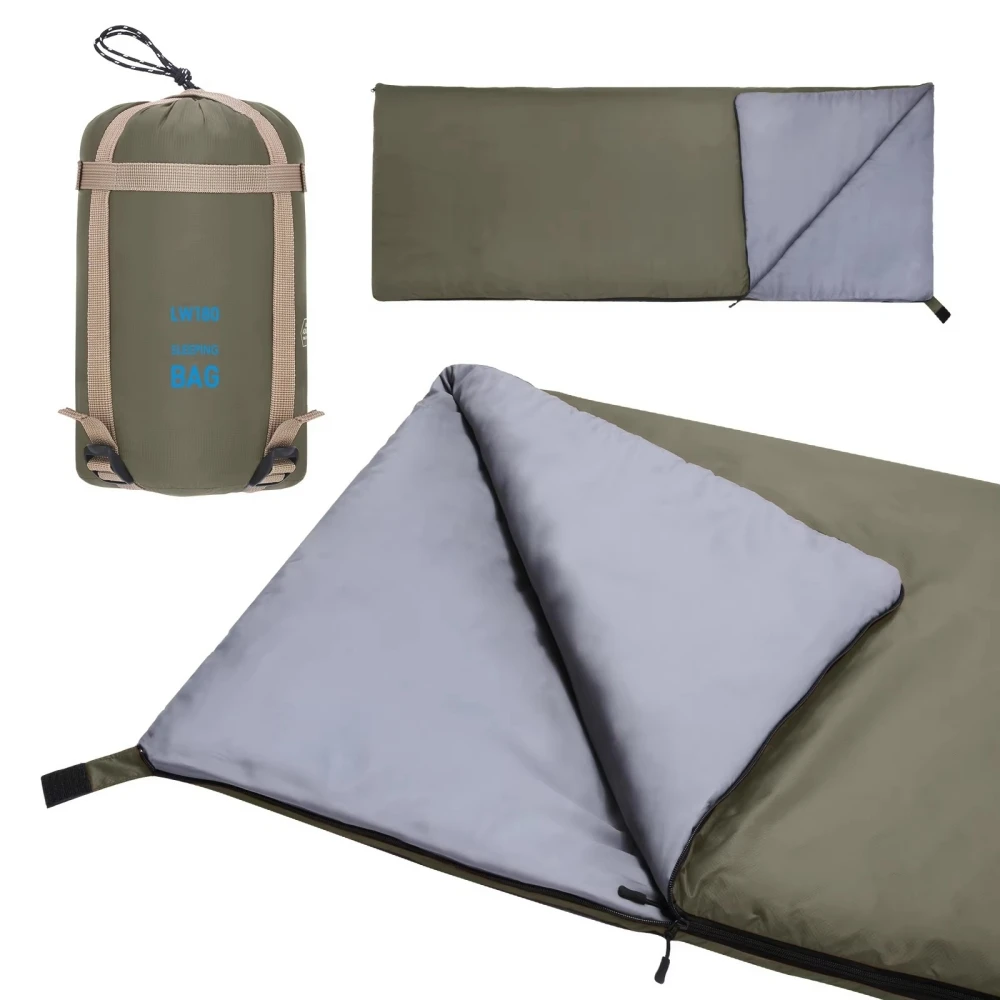 New Adult Envelope Sleeping Bag Outdoor Lightweight Portable Warm Weather Sleeping Bags With Compression Sack For Spring Autumn