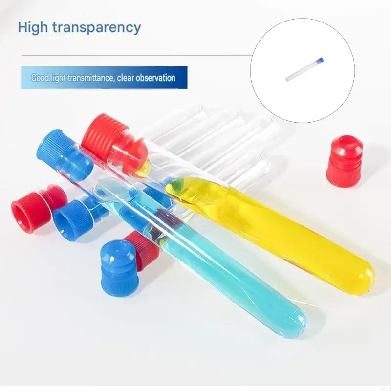 Plastic Test Tubes with Stoppers, 100 Piece Clear Sample Tubes for Classroom Science Experiments and Sample Observation H8WD