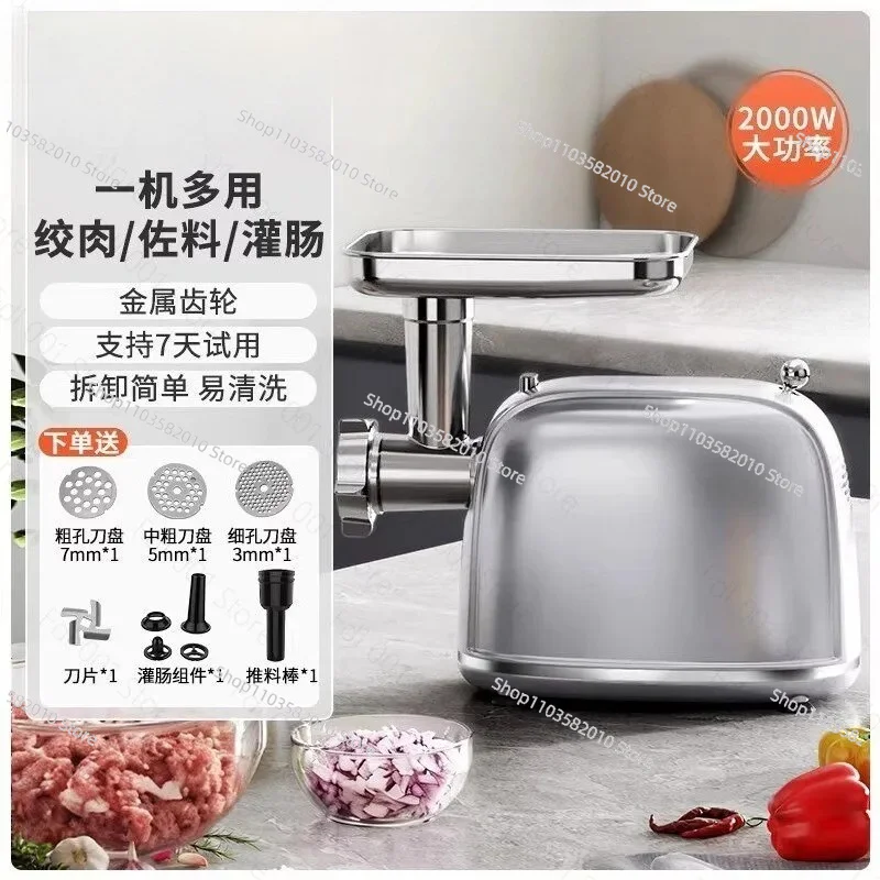 Small Electric Meat Grinder for Home Use, Multi-function Sausage Stuffer with High Power Commercial Performance