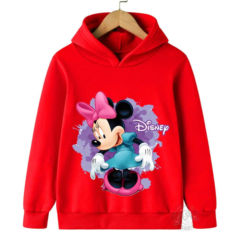 Mickey Mouse Hoodies Disney Minnie mouse Girls Kids Sweatshirt Baby boy Clothes Tops Cute Children Spring Pullover Clothing