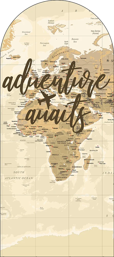 Mocsicka Adventure Arch Covers Backdrop Elastic Double-Sided World Yellow Map Decorations Baby Birthday Party Arched Backgrounds