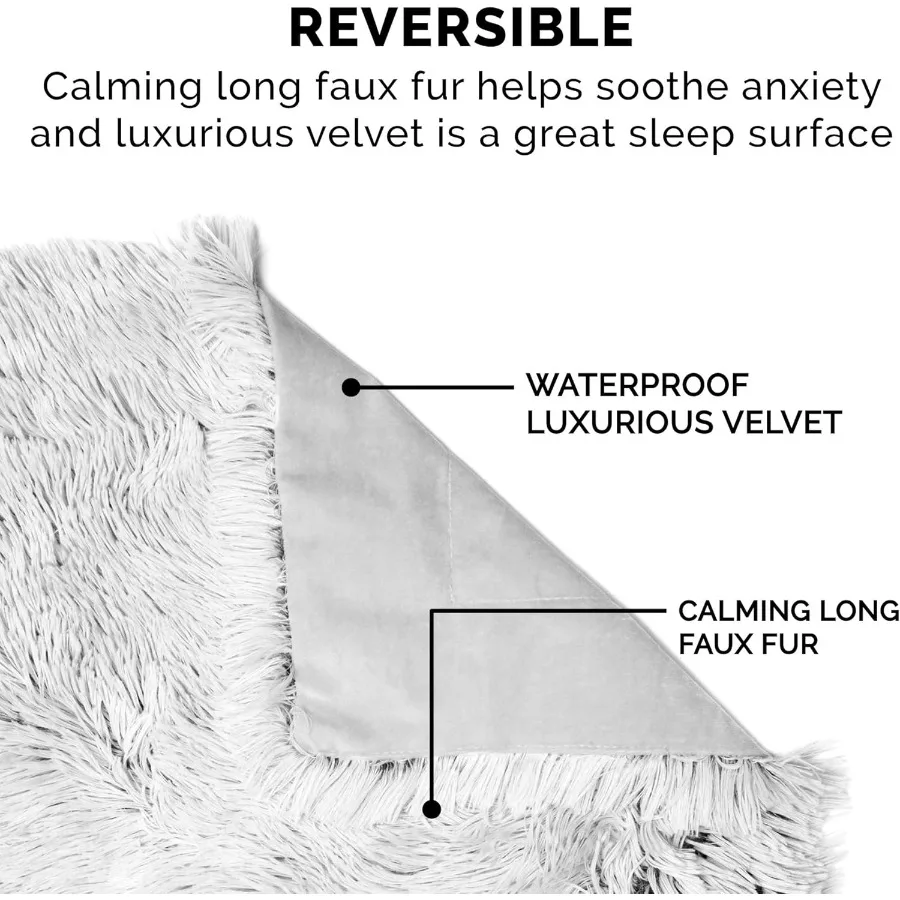 Furhaven Waterproof Throw Blanket for Dogs Indoor Cats Washable Shaggy Plush Calming Long Faux Fur Velvet Dog Blanket Mist Gray