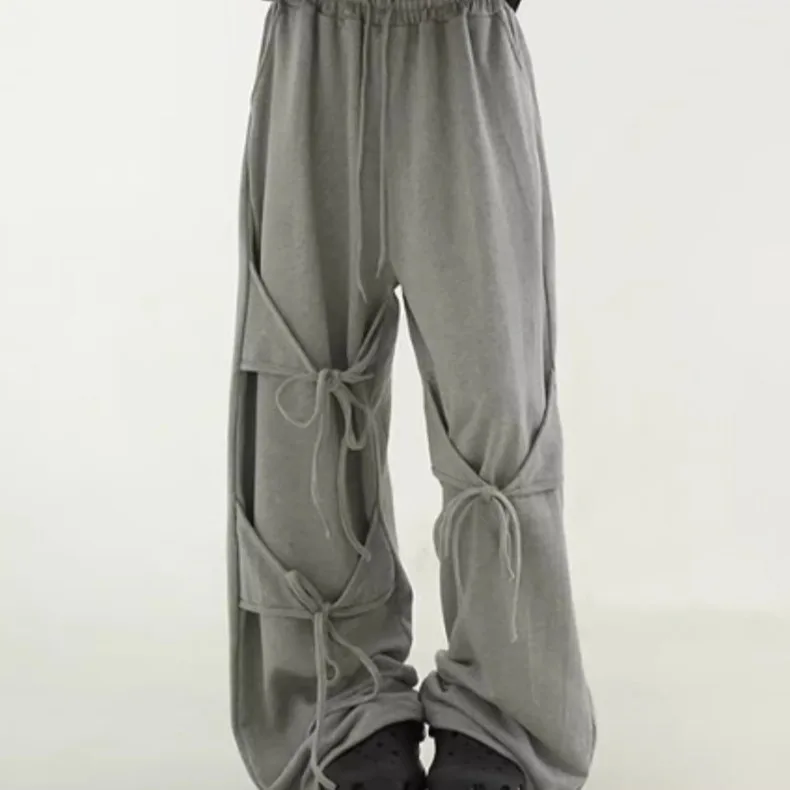 

Модные утепленные брюки с широкими штанинами, поясом и шарфом для осени и зимы, стильные спортивные повседневные брюки.