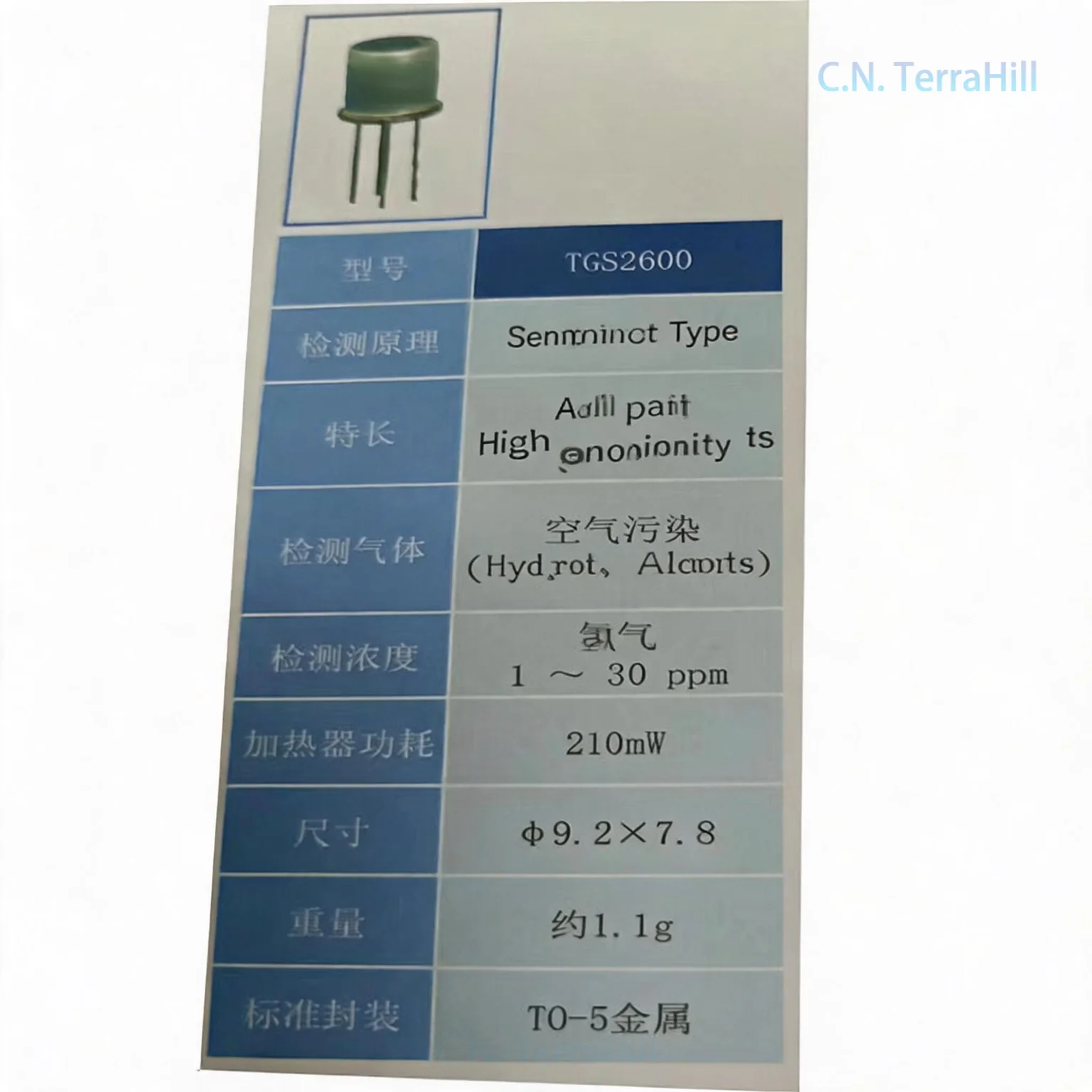 Semiconductor Gas Sensor Module TGS2600 TGS2602 TGS2620 for Air Quality Detection Indoor Monitoring TGS26 Series