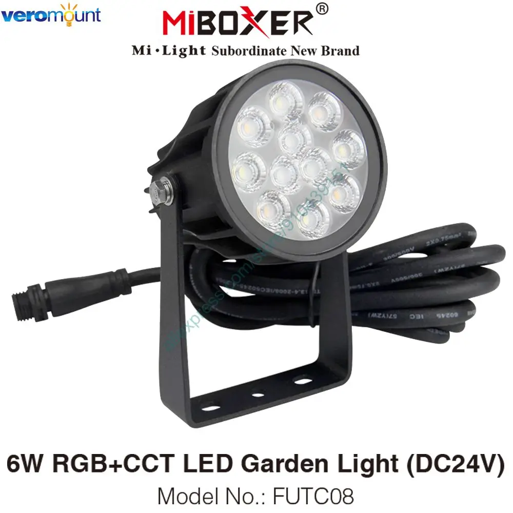 

Miboxer Outdoor Lighting DC 24V Power Supply Straight Adapter IP66 Waterproof FUTC08 DC24V 6W RGB+CCT LED Garden Lamp