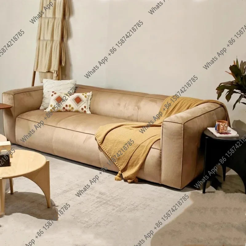 N67 Medieval retro corduroy straight row bread sofa Small apartment B & B blogger tofu block sofa