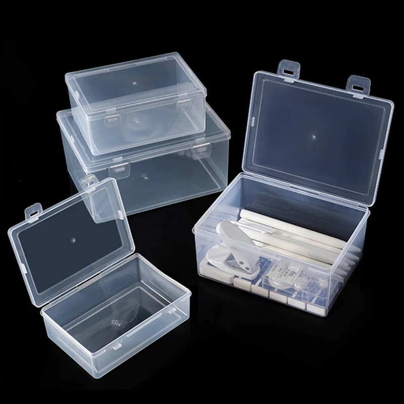 Nail Art Plastic Clear Double Buckle Storage Box Nail Rhinestone Brush Pen Buffer Grinding Files Organizer Container Case[ZYA]