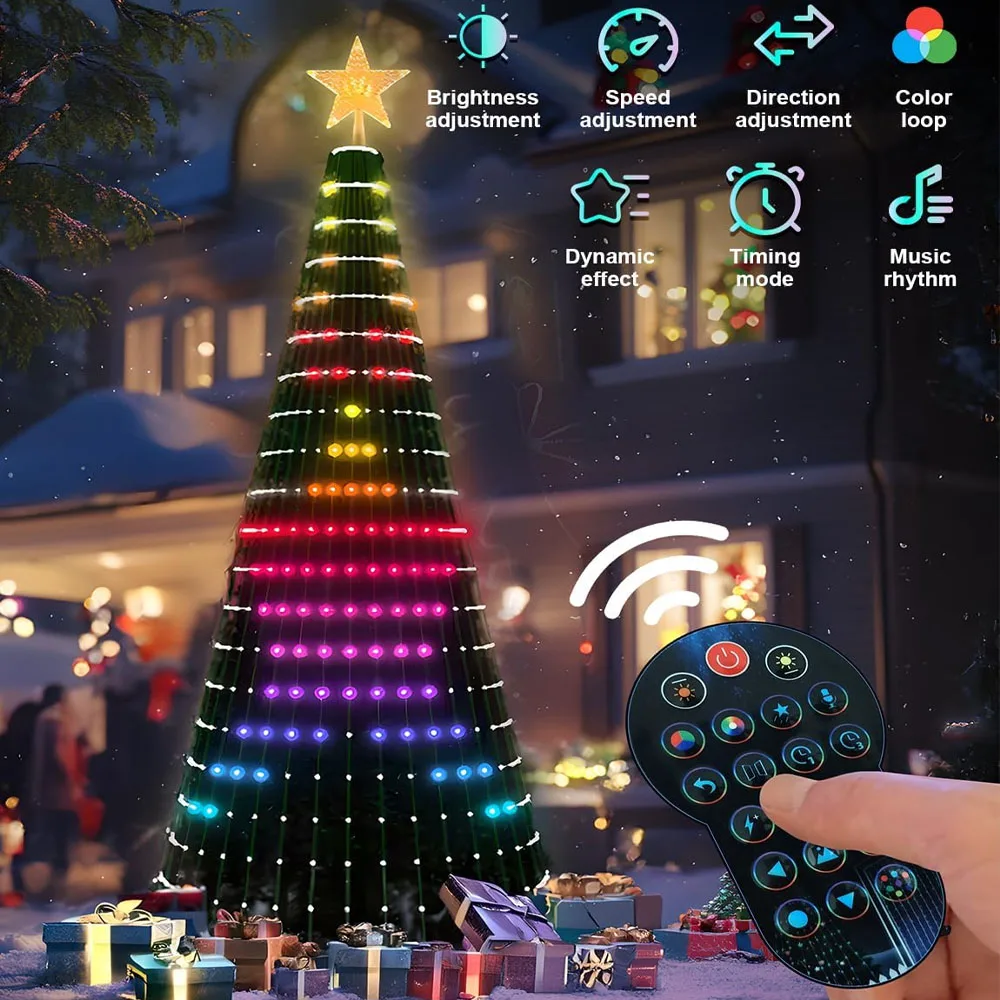 Christmas Tree Lights, Smart RGBIC 400 LEDs Christmas Lights Outdoor, 6.6ft × 20 String Lights for Holiday Decor, Waterproo