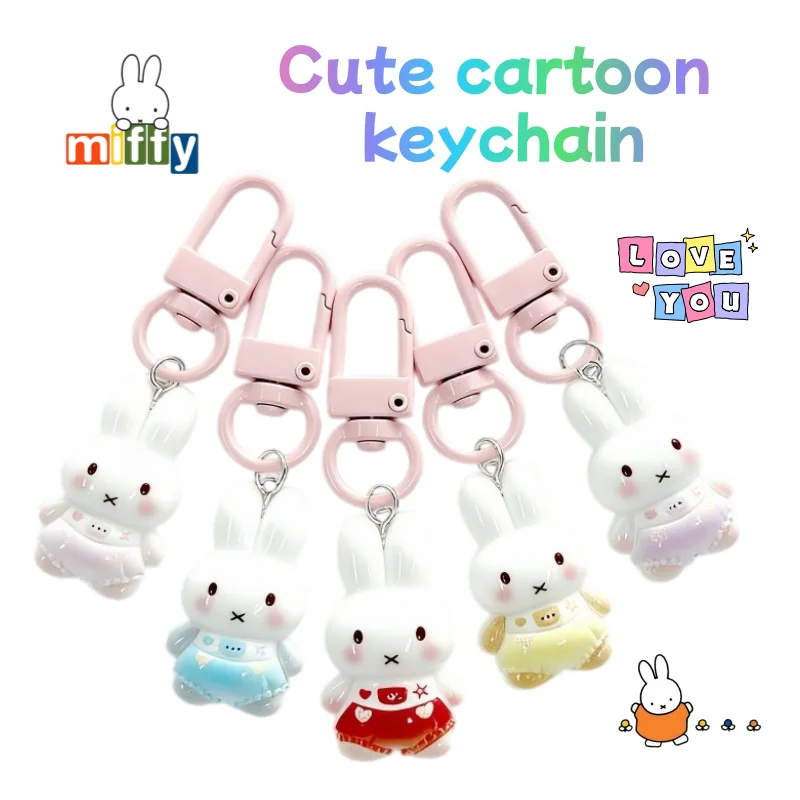 Miffy Rabbit Exquisite Keychain High Color Value Creative Cartoon Student Schoolbag Pencil Bag Pendant Decoration Birthday Gift