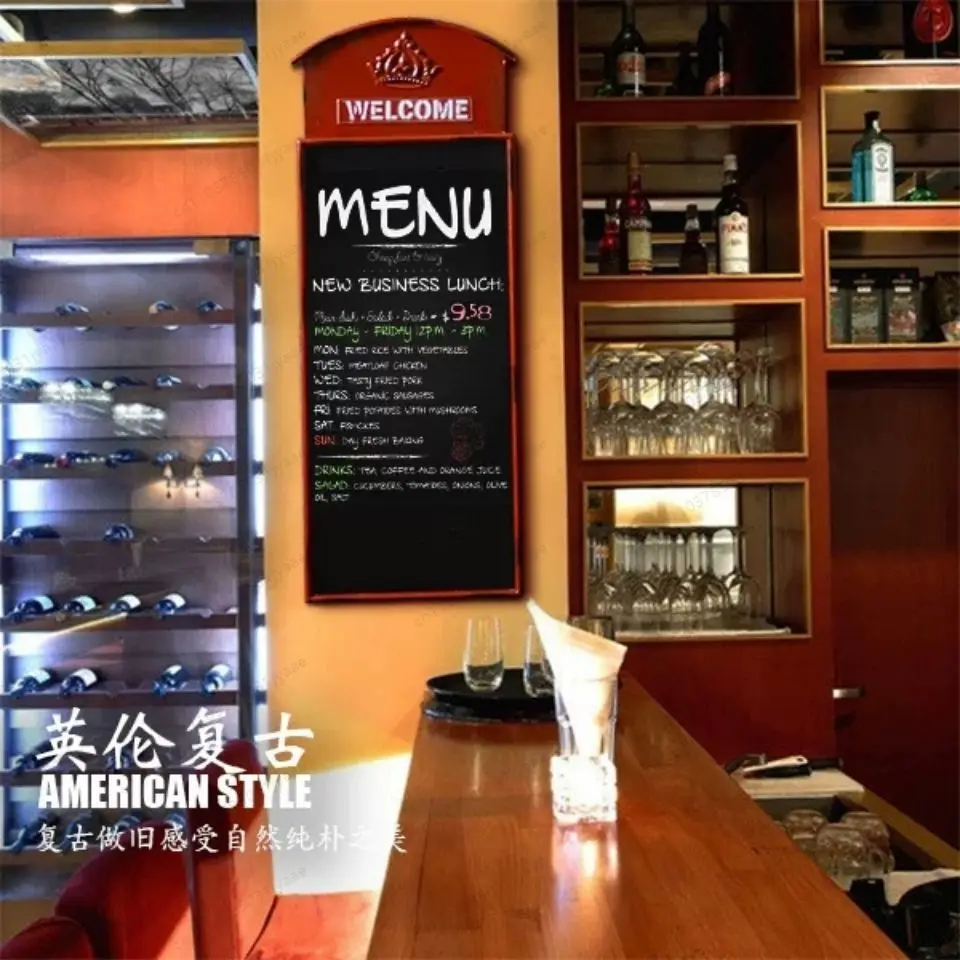Retro Message Board Wrought Iron Blackboard Phone Booth Creative Cafe Decoration Wall Hanging Window Floor To Ceiling