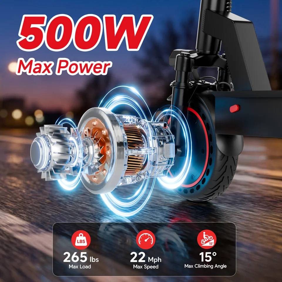 2026 New 500W 10inch Solid Tire Electric Bicycle with Basket 7.8AH Battery 22Miles Max Range 22MPH Max Speed Dua Shock Absorption Foldable Adult Ebike image 4