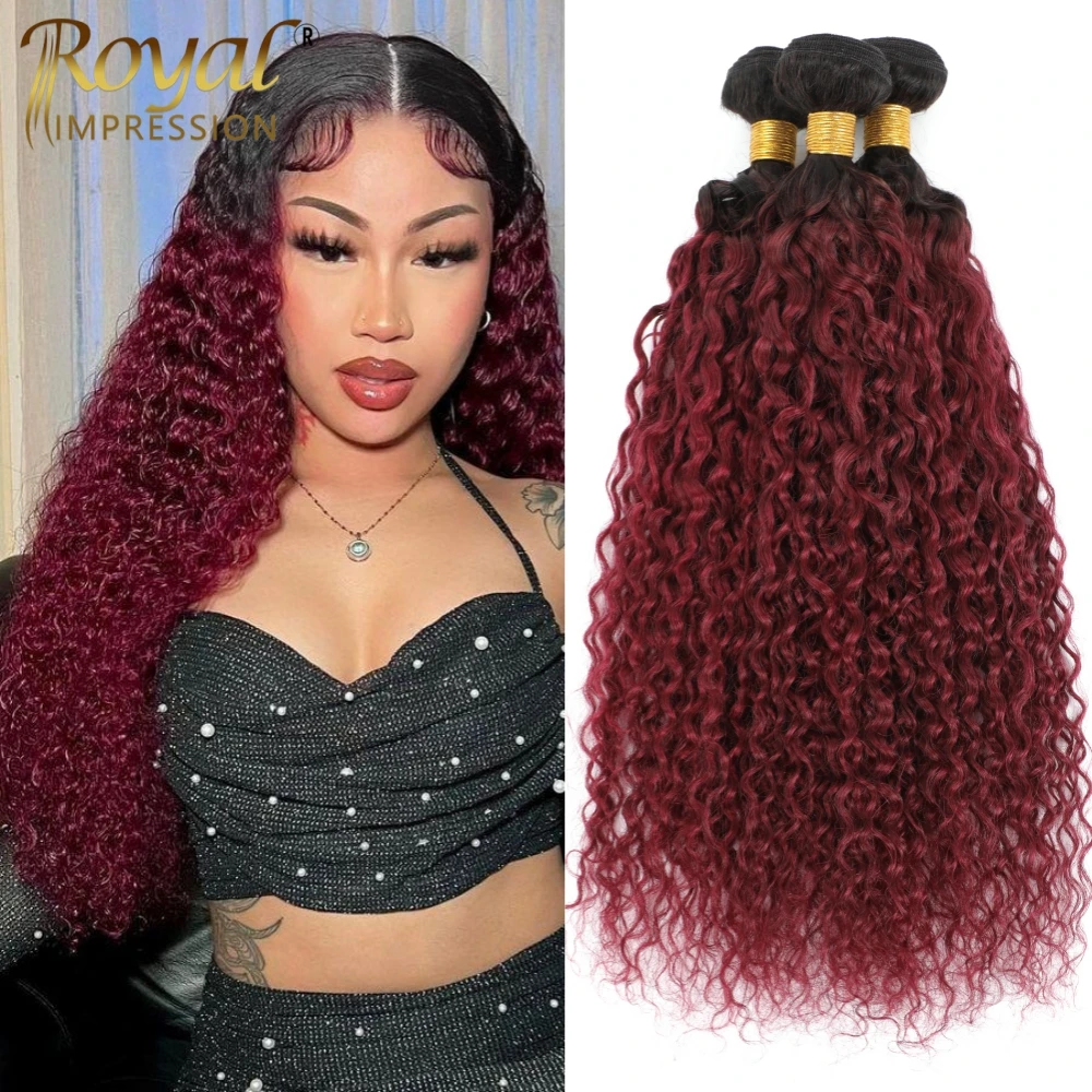 

Пучки завитков класса 12А, цвет омбре 1B/99J, бордовый, влажный и волнистый, вьющийся, свободный, глубокая волна, 100% пучки человеческих волос