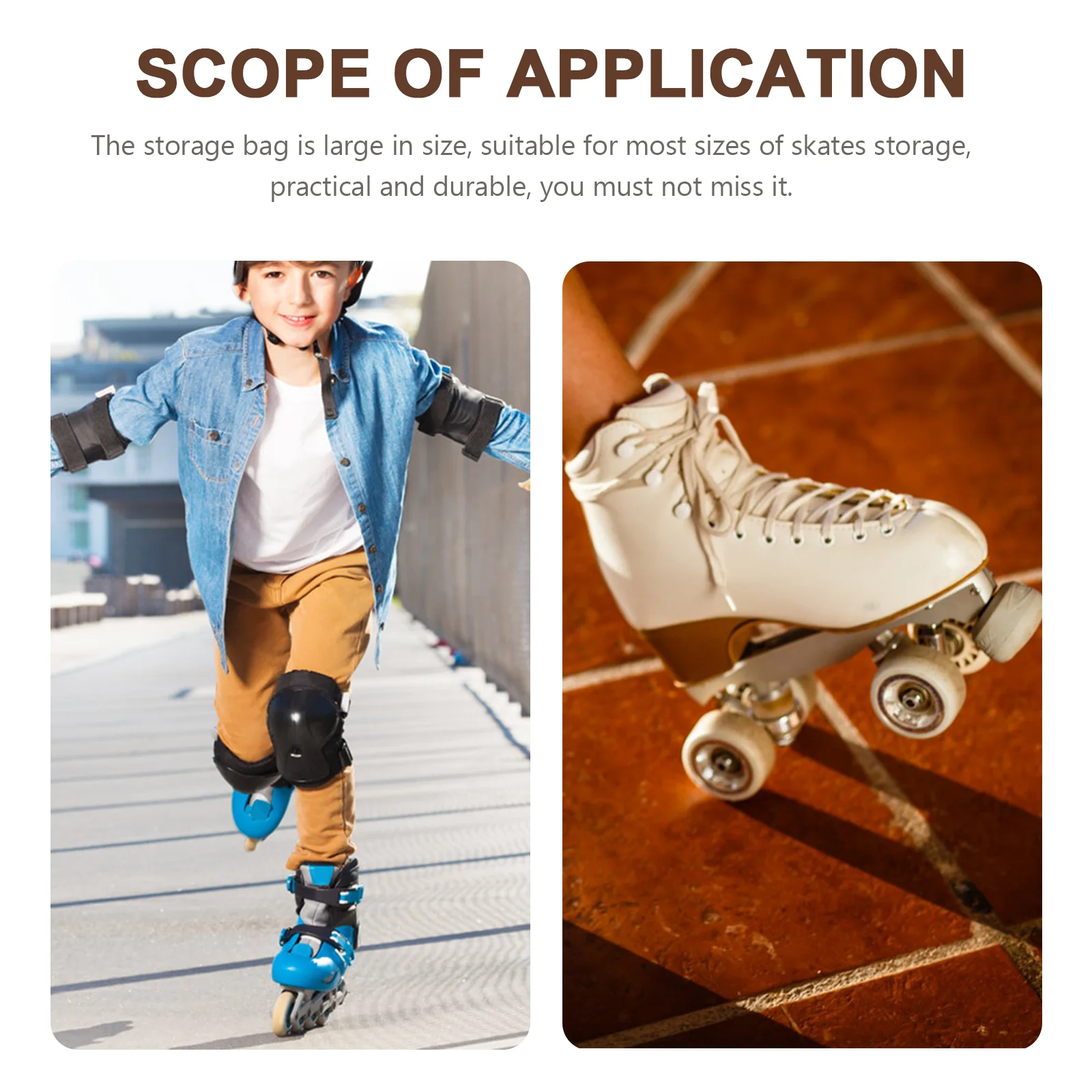 

2pcs Roller Skates Bag Oxford Cloth Wear-Resist Portable Skating Storage Pouch Outdoor Use Lightweight Skates Holder Zipper