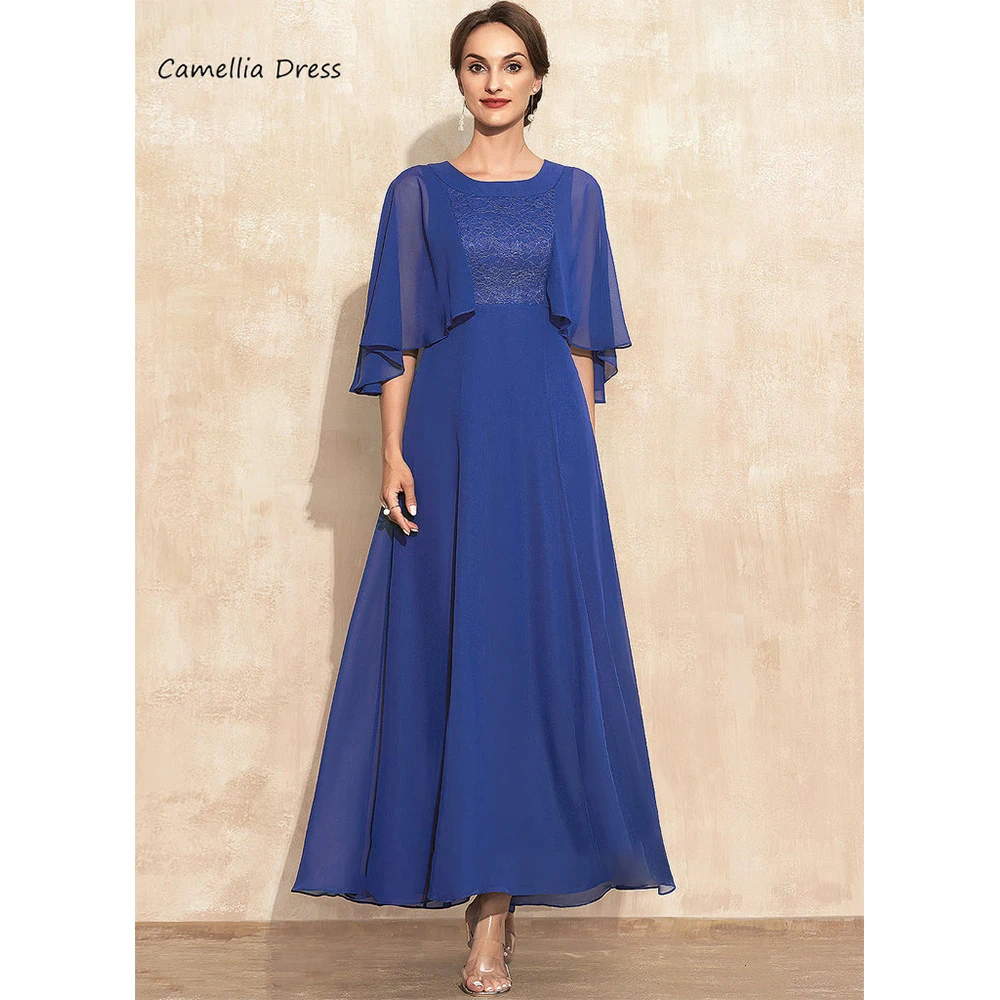 Vestido de encaje elegante para mujer, traje de gasa con cuello redondo, talla grande, novedad