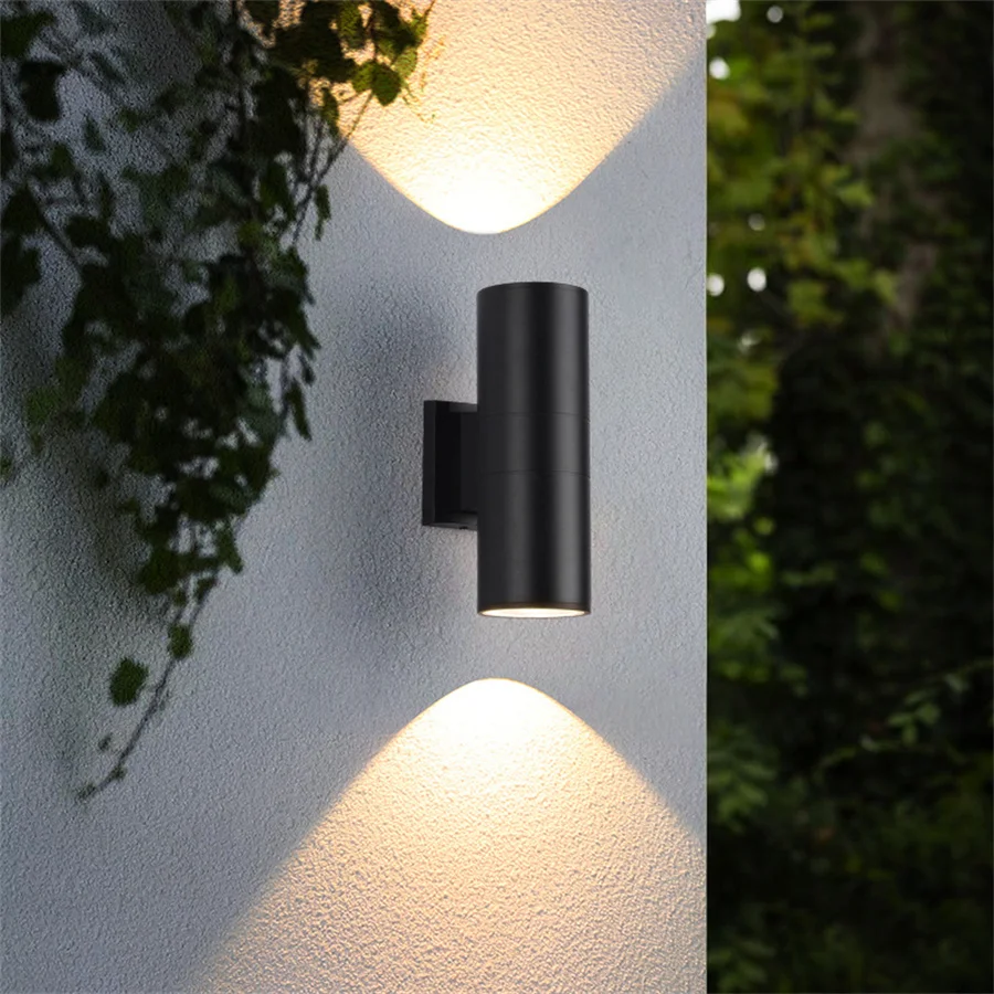 E27 Double Head Cylinder Wall Lamp Outdoor Waterproof Wall Light Up Down Aluminum Garden Gateway Corridor Wall Sconce