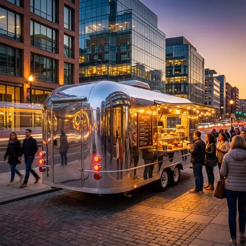 Fast Food Truck With Full Kitchen Concession Catering Food Trailer Pizza Burger Container Restaurant Bar For Sale Usa Australia