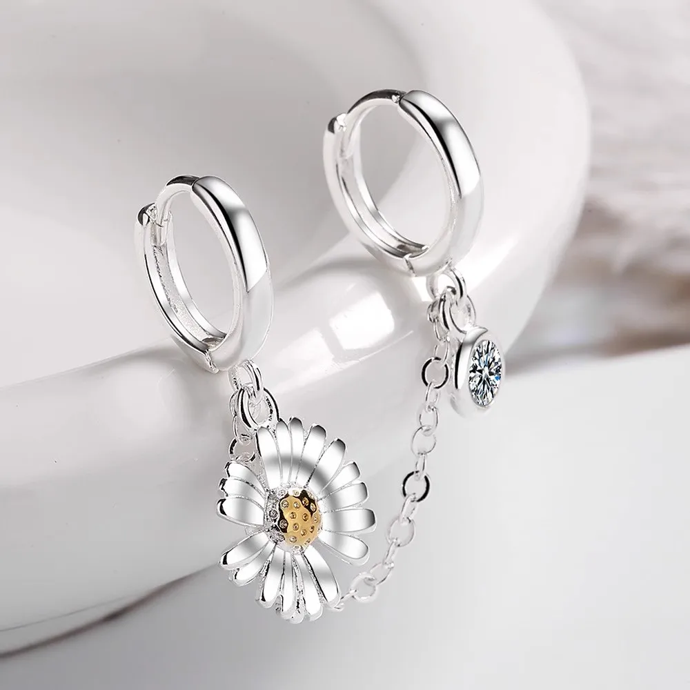 

925 Sterling Silver Earrings Sunflower Creative Hot Sexy Jewelry For Women Gift