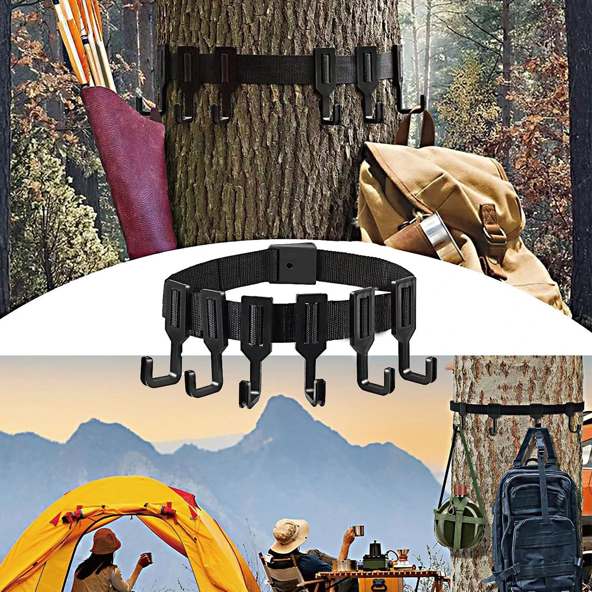 Tree Hook Outdoor Camping Equipment With Light Weight Gear Rack Hunting Tree Hook With Multiple Hook Accessories Bracket Hook