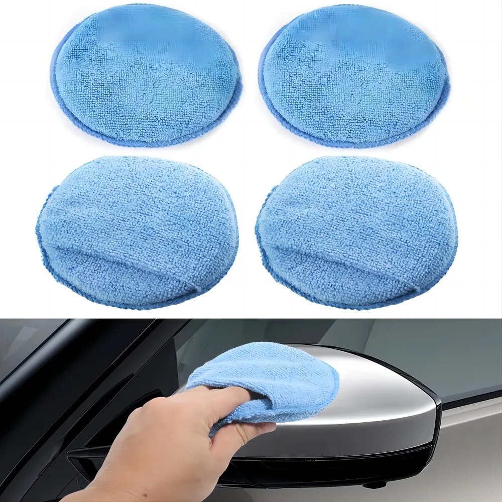 

5Inch Foam Car Wax Applicator Pad Soft Microfiber Buffing and Detailing Polishing Pads with or No Pocket for Car Truck Cleaning